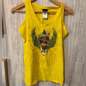 Harley Davidson graphic tank top with bedazzling in yellow